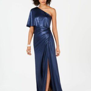 Adrianna Papell One- Shoulder Navy Gown Size 10